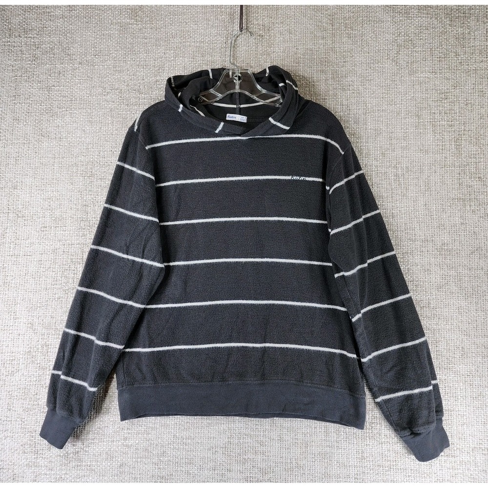 Katin Park Reverse Fleece Hoodie Sweatshirt Mens S Gray Stripe Cotton Comfy Baha